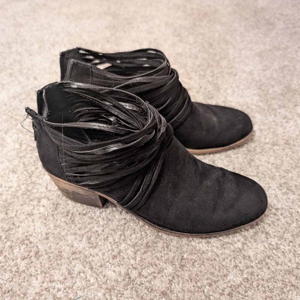 Fergalicious Black Fringe Bootie